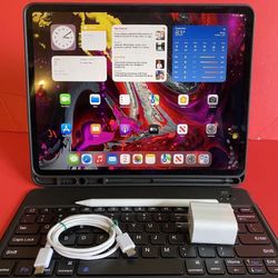 Apple IPad Pro 12.9” 3rd Generation (Face ID/Liquid Retina Display) 64GB WiFi + cellular (Unlocked) with keyboard, Pen & Accessories 