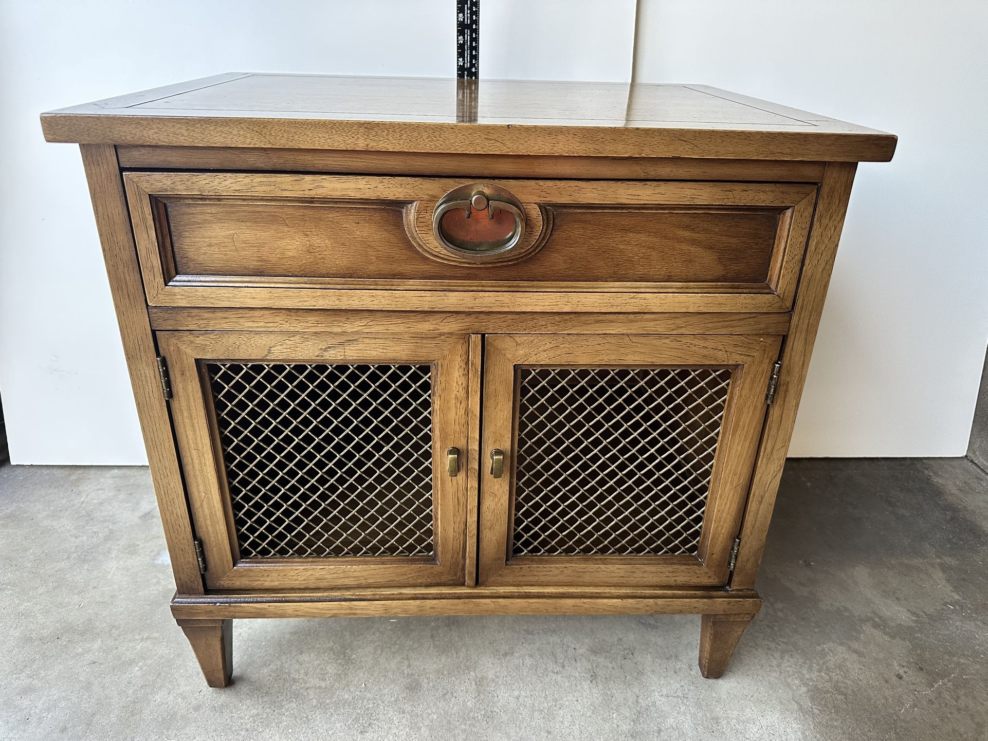 Vintage 1960s High End Italian Mediterranean Style Sold Wood 24" Cabinet Nightstand Table