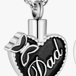 #1 Dad Heart Cremation Ash Urn Necklace with Butterfly.