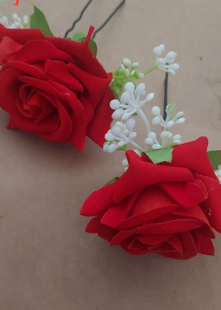 Artificial Rose Jhoda Pin .Indian Pakistani Wedding Or Party Hair Accessories