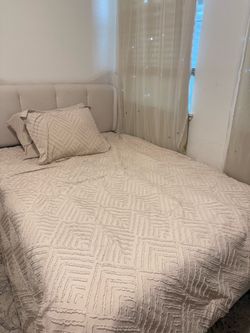 Queen Upholstered Bed Frame with Mattress