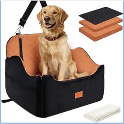 Dog Car Seat for Medium/Large Dogs Up to 60lbs, Dog Booster Seat with Memory Foam Cushion, Washable Pet Car Seat with Safety Belt & Pee Pad & Blanket,