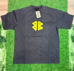 Black Balenciaga T-shirt with yellow Balenciaga print