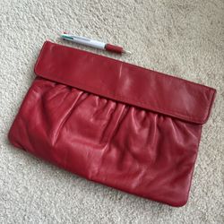 Red Leather Clutch by Letisse