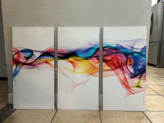 Abstract Colorful Smoke 3-Panel Wall Art
