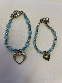 Mother Daughter Bracelet Set, With Double Sides Charms And Anchoring Closure