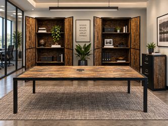 Custom Industrial Office / Workshop Set - Table, 2 Cabinets + File Cabinet