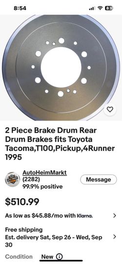 Toyota New Rear 6-Lug Brake Drums (2) See All Photos!