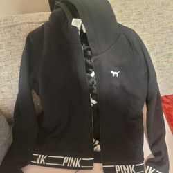VICTORIA'S SECRET PINK BLACK FUR JACKET / BRAND NEW / SZ: MEDIUM / $40 OR BEST OFFER