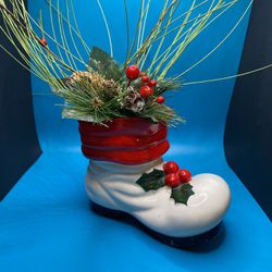 Vintage Ceramic Holiday Christmas Santa Boot