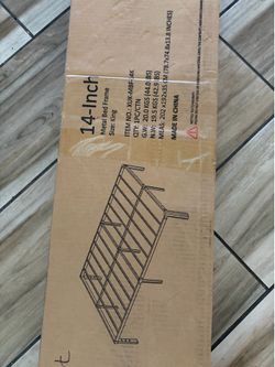 King metal bed frame 14 inch height