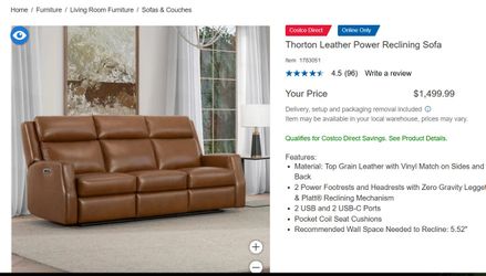 Thorton Leather Power Reclining Sofa