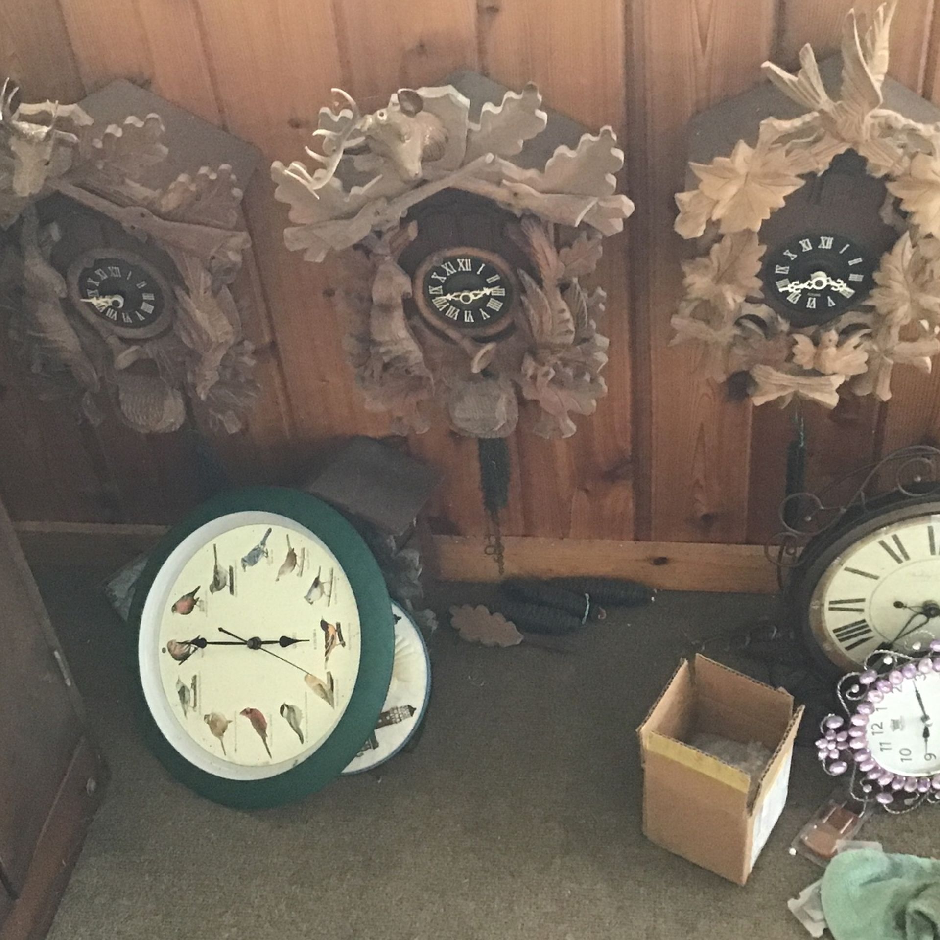 About 90 Clocks Mostly Antique For Sale Or Trade Must Sell