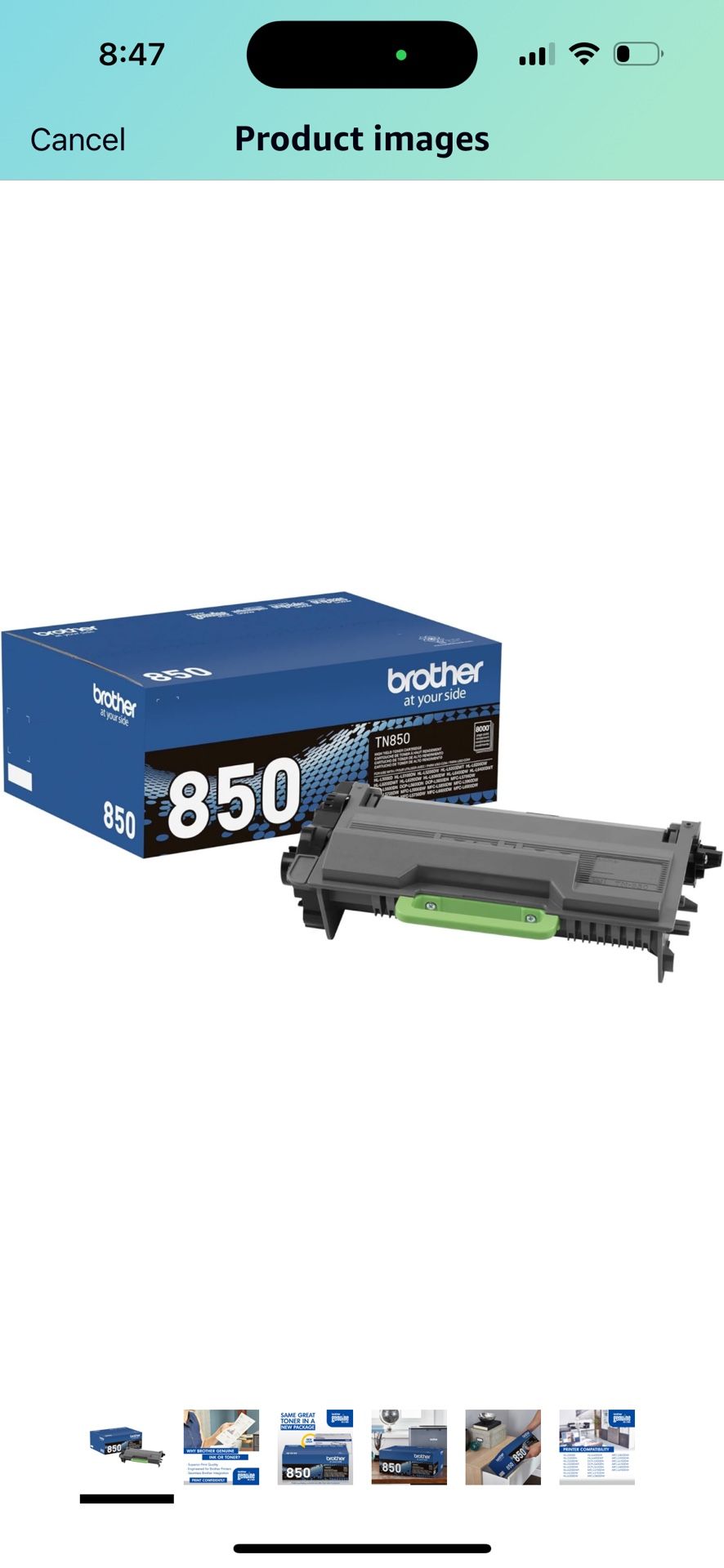 Brother Genuine High Yield Toner Cartridge, TN850, Replacement Black Toner, Page Yield Up to 8, 000 Pages, Amazon Dash Cartridge