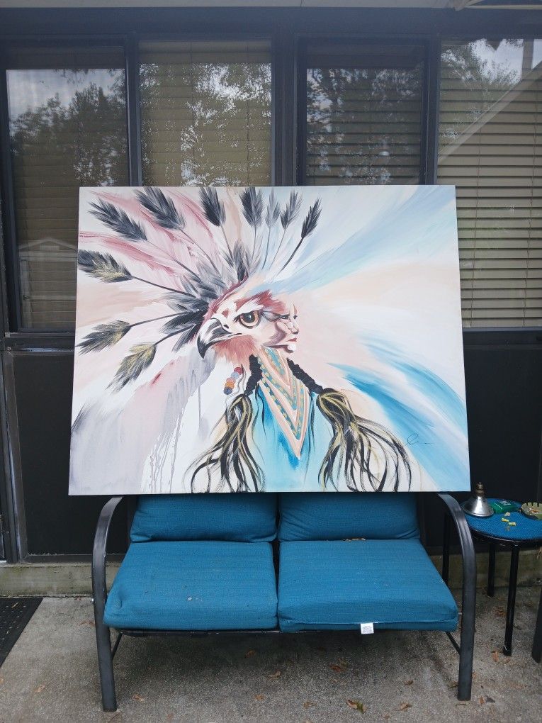 Huge Native American Eagle Painting