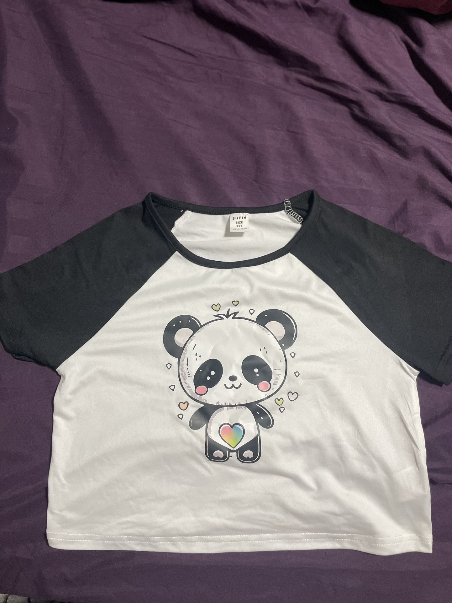 Panda Kids Crop Top Shirt Size 11 Year