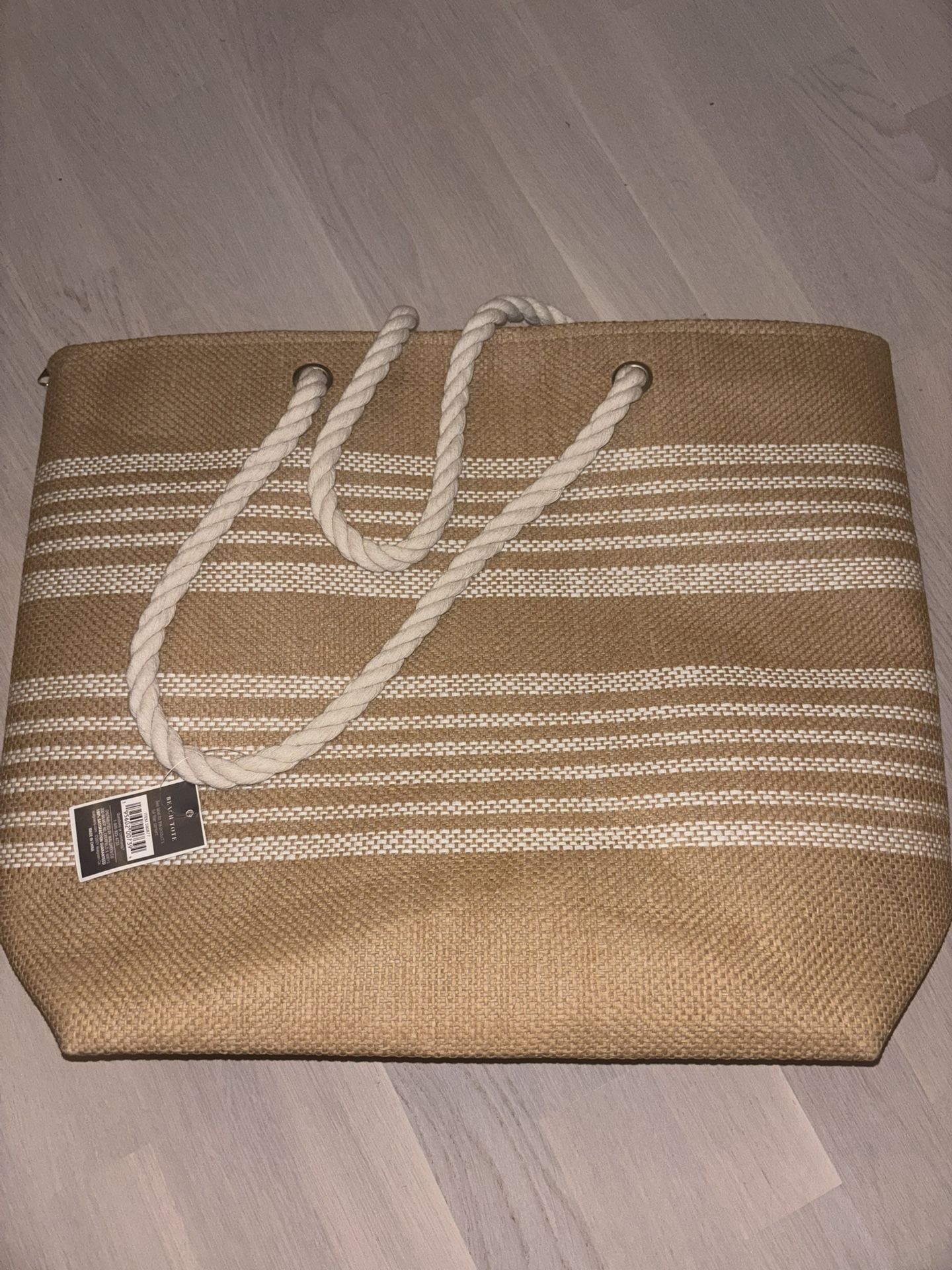 West Loop Beach Tote Bag - Summer Rope Handle Straw Look - New with Tag