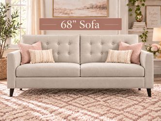 Mid Century Modern 68" Sofa Couch Beige - BRAND NEW