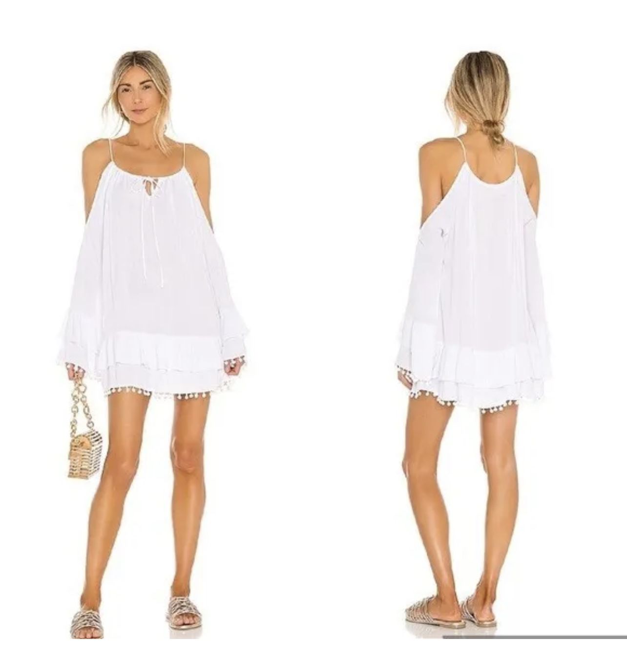 Revolve Brand Dress White Mini Dress Cold Shoulder Small