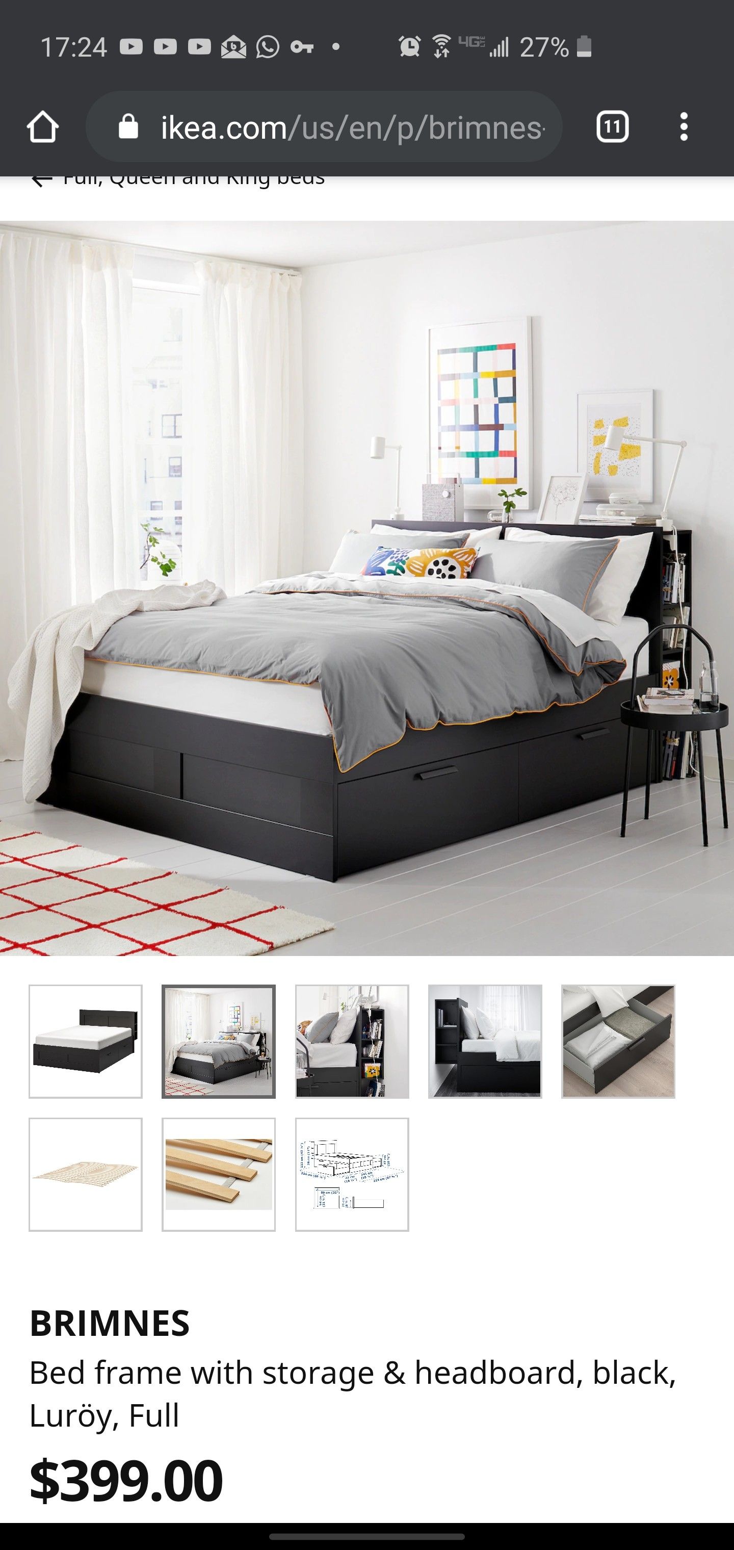 IKEA Brimnes full size bed frame