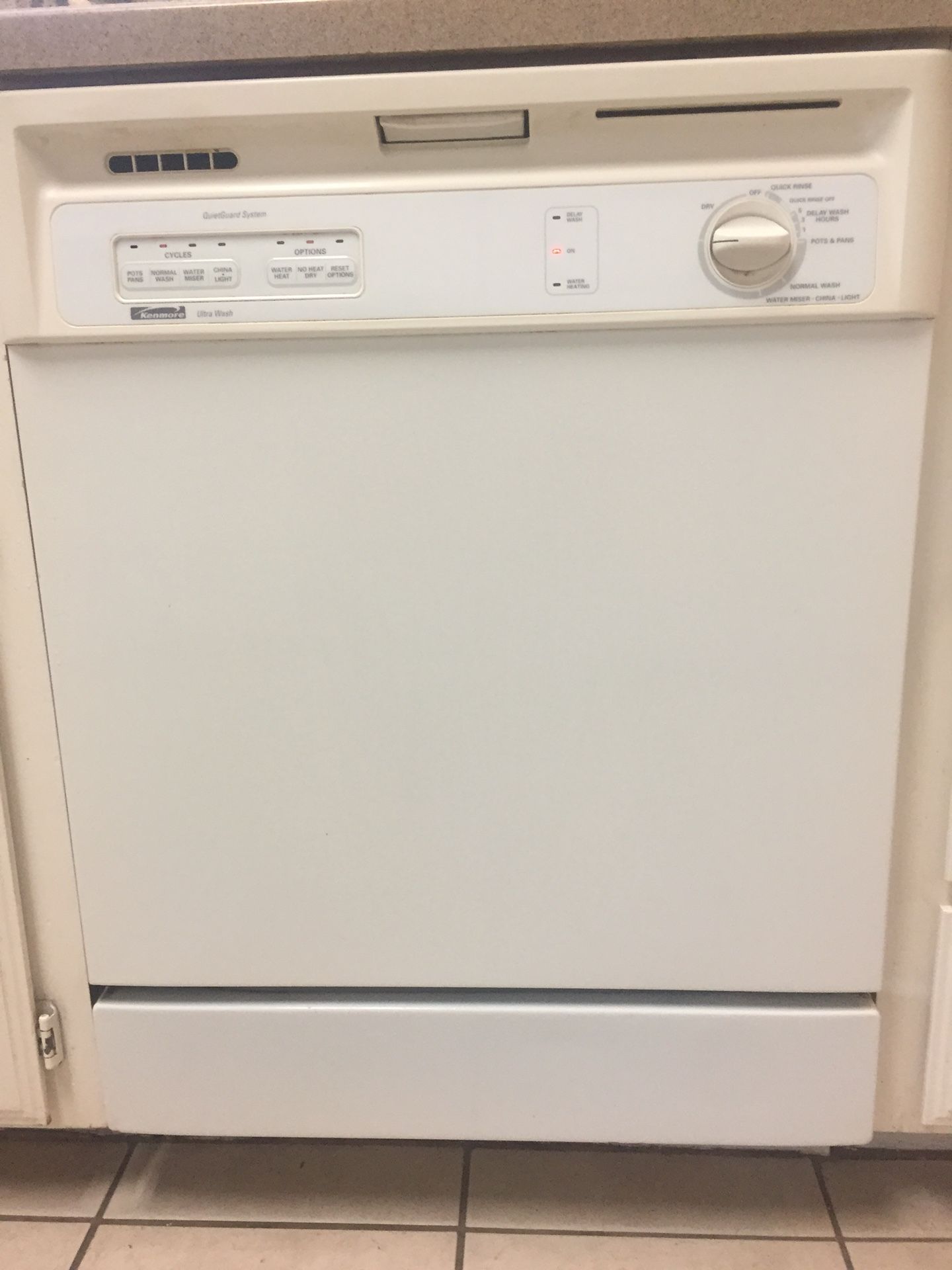White Kenmore dishwasher