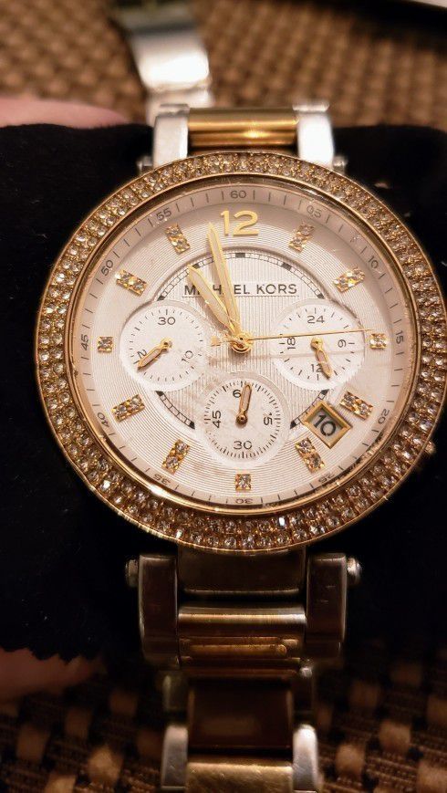 $50 OBO Michael Kors fashion watch, rose gold, crystal accent.