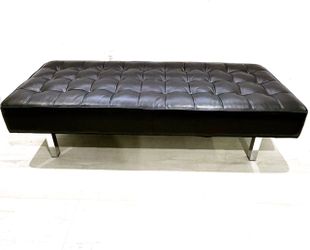 For Now Designs Modern Black Leather Bench – Chrome Legs