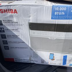 Toshiba, air conditioning, 10,000 BTU 115-Volt Smart Wi-Fi Touch Control Window Air Conditioner with Remote for up 450sf