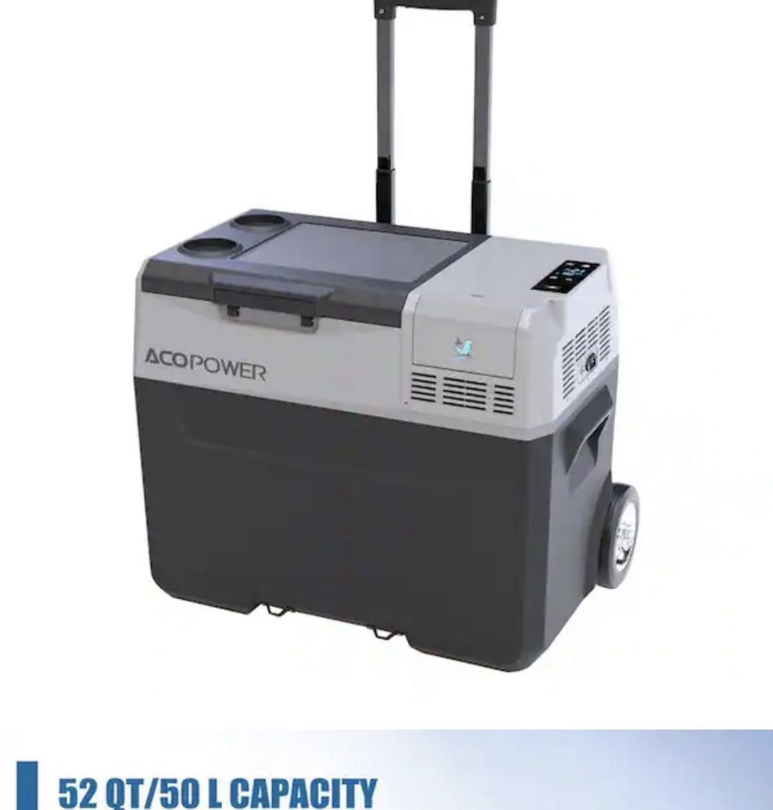 Aco Power Lioncooler Pro 52 qt. 50l Car Freezer Portable Refrigerator Cooler with APP Control and 6 in. Off Road Wheels