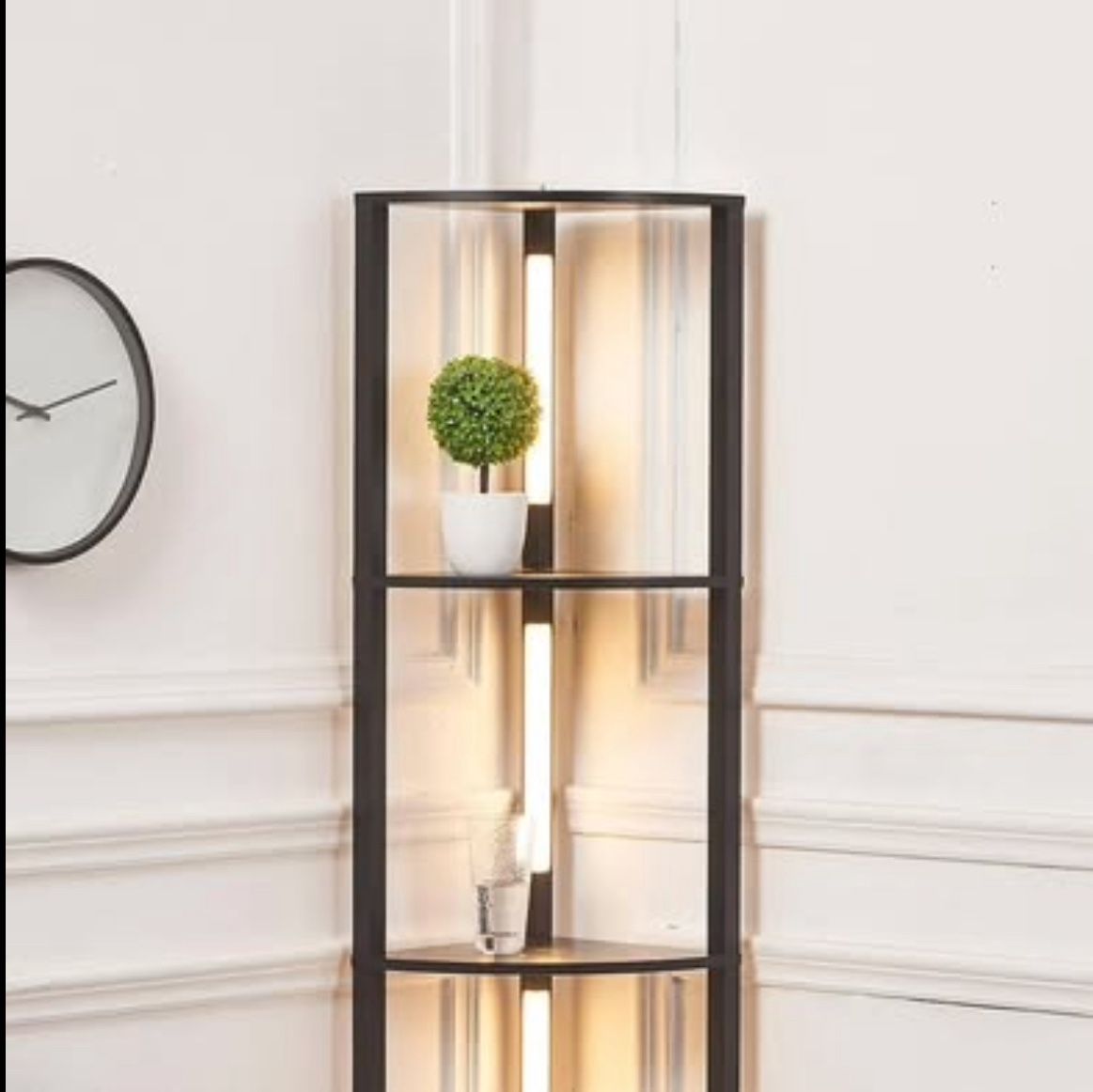 New FENLO Fancy LED Display Shelf with Dimmable Lights, Sturdy Corner Shelf Curio Cabinet Display