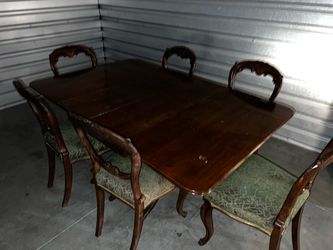 Antique Wood Dining Table with 4 Chairs