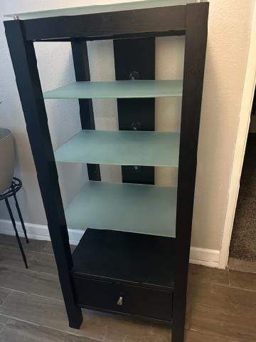 Open Glass And Wood Shelving Units