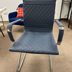 Office Guest Chairs with Rhombic Grid Design Back, Faux Leather Reception Chairs