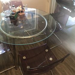 Ikea glass dining table and chairs (3)