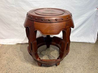 Vintage Chinese Hardwood Barrel Stool