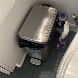 small steel trashcan