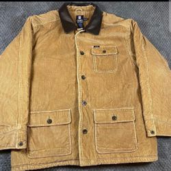  VTG Ralph Lauren Chaps Men's Chore Jacket Sz XXL Brown Corduroy Flannel Western