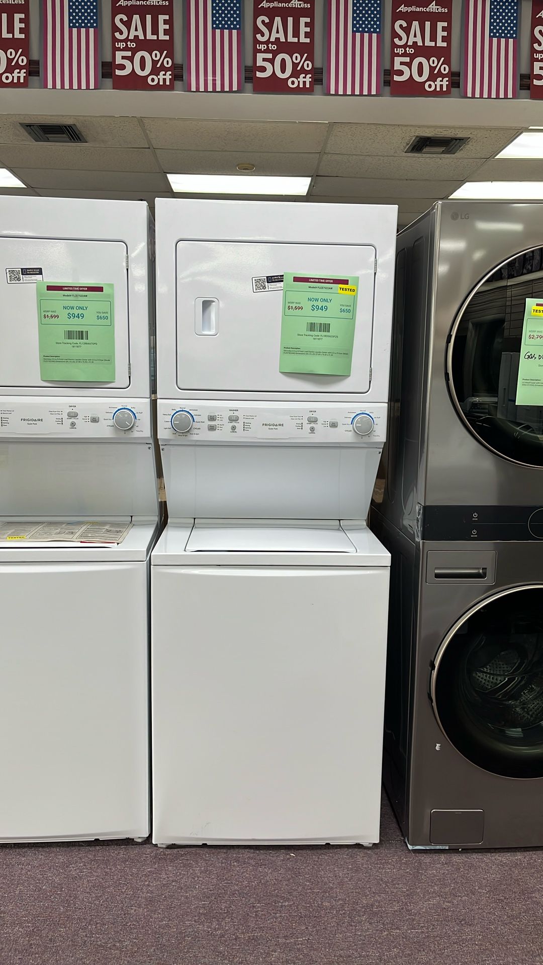 Washer And Dryer Stackable 27” New Open Box 1 Year Warranty