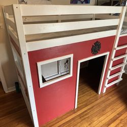 Fire Truck Loft Bed And Bookcase