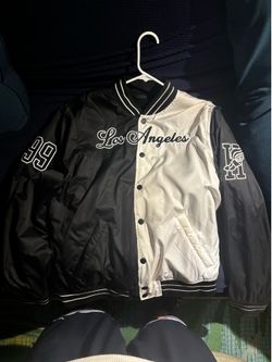 Hollister Los Angeles spliced varsity jacket in black and white