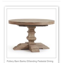 Pottery Barn Banks EXtending Pedestal Dining Table  
