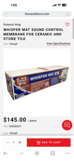 WHISPER MAT SOUND CONTROL MEMBRANE FOR CERAMIC AND STONE TILE