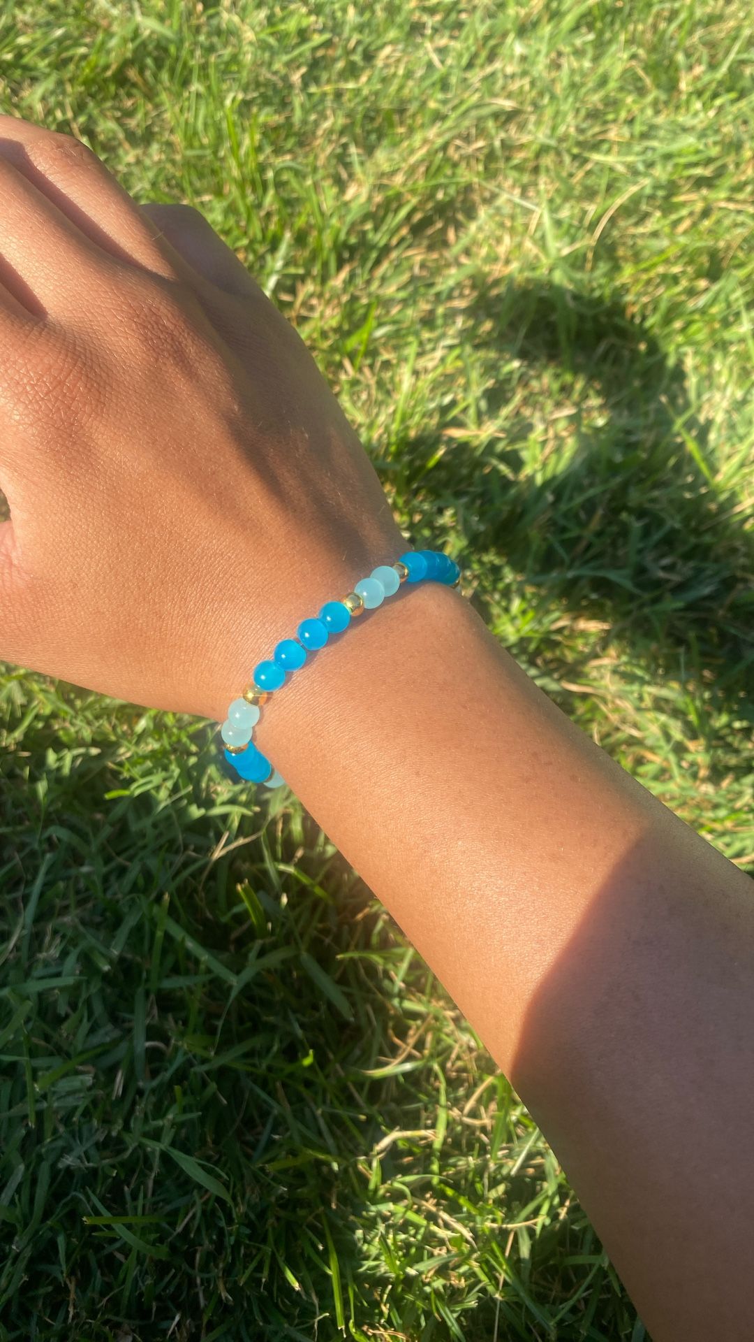 Blue And Gold Beaded  Bracelet 