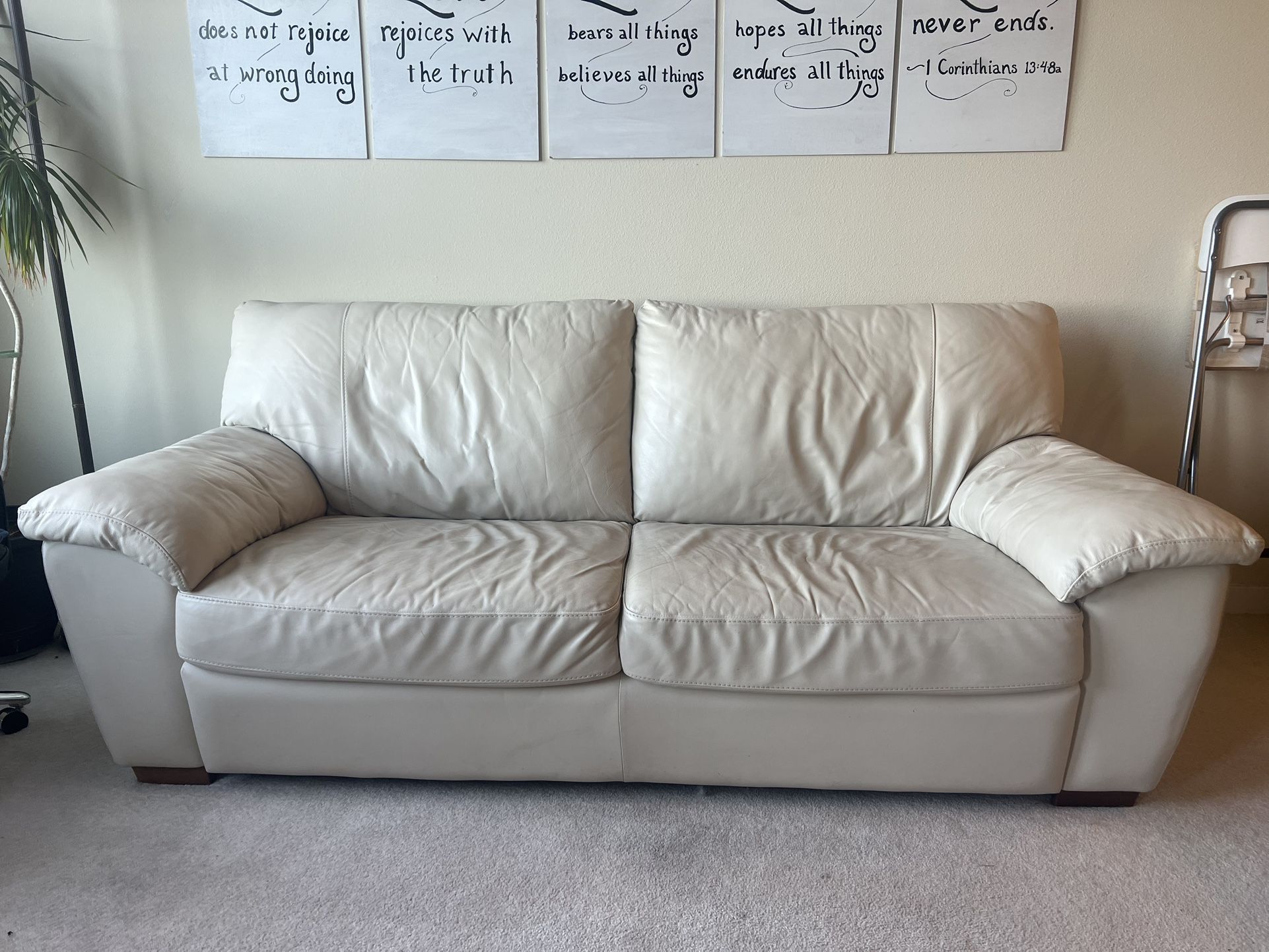 Cream Leather Couch