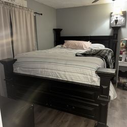 Cal King Bed Frame & Nightstand 