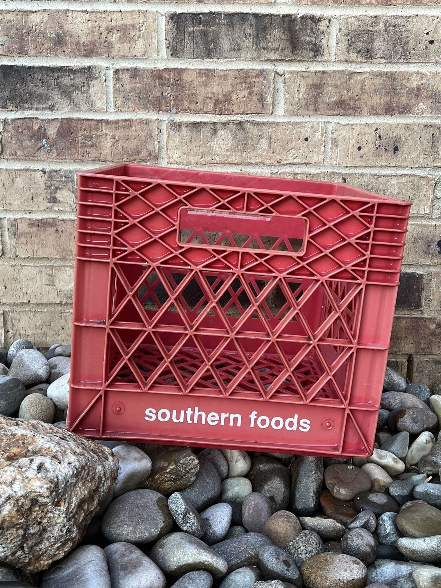 Vintage Southern Foods Red Hard Plastic Retro Milk Crate for Sale in