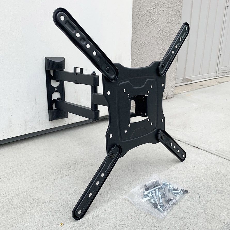 (NEW) $19 Full Motion TV Wall Mount Bracket 17-55 Inch TVs, Dual Arms Tilt Swivel Articulating Max 66Lbs