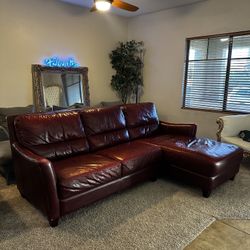 Free Delivery Genuine Leather Red Sectional Couch 