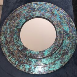 Iridescent Mosaic Round Mirror