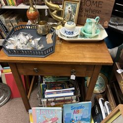 Vintage Side Table or Petite Desk on Wheels
